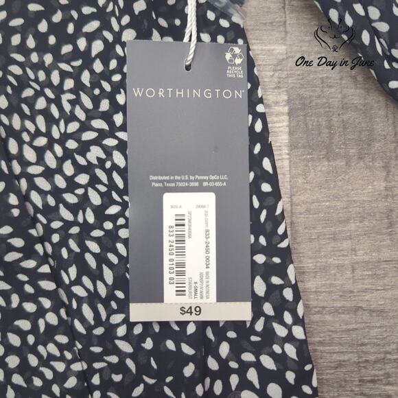 Worthington Long Sleeve Button Front Sheer Top Size XS - Picture 2 of 5